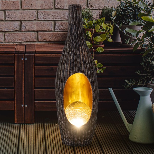 Solarlampe Gartendeko AußEnlampe Led Rattan Stehleuchte Terrassenlampe Braun-image
