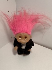 Rare Groom vintage DAM troll dolls 1985 8cm Gonk trolls wedding suit pink hair