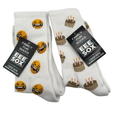 EEE Sox Family Fun Socks Emoji Laughing - Cake Birthday Party Novelty 2-Pair