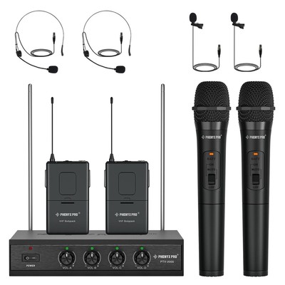 Phenyx Pro Funkmikrofonsystem, 4-Kanal VHF Funkmikrofon Set