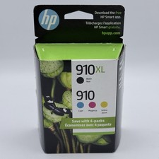 New HP 910 XL Black Standard C/M/Y Ink Cartridges 4-Pack Retail Box Exp 09/26