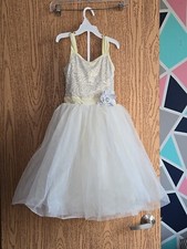 BALLET DANCE COSTUME Long Pale Yellow Girls Size 10