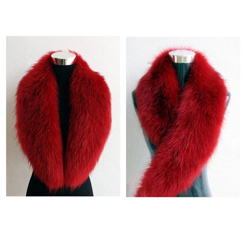 Luxury Fluffy Faux Fox Fur Fur Collar Women Thick Warm Furry Scarf - Bild 5 von 27