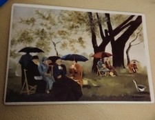 Vilbocard Picnic in the Rain Umbrellas Ceramic Postcard Picknick Pique-Nique