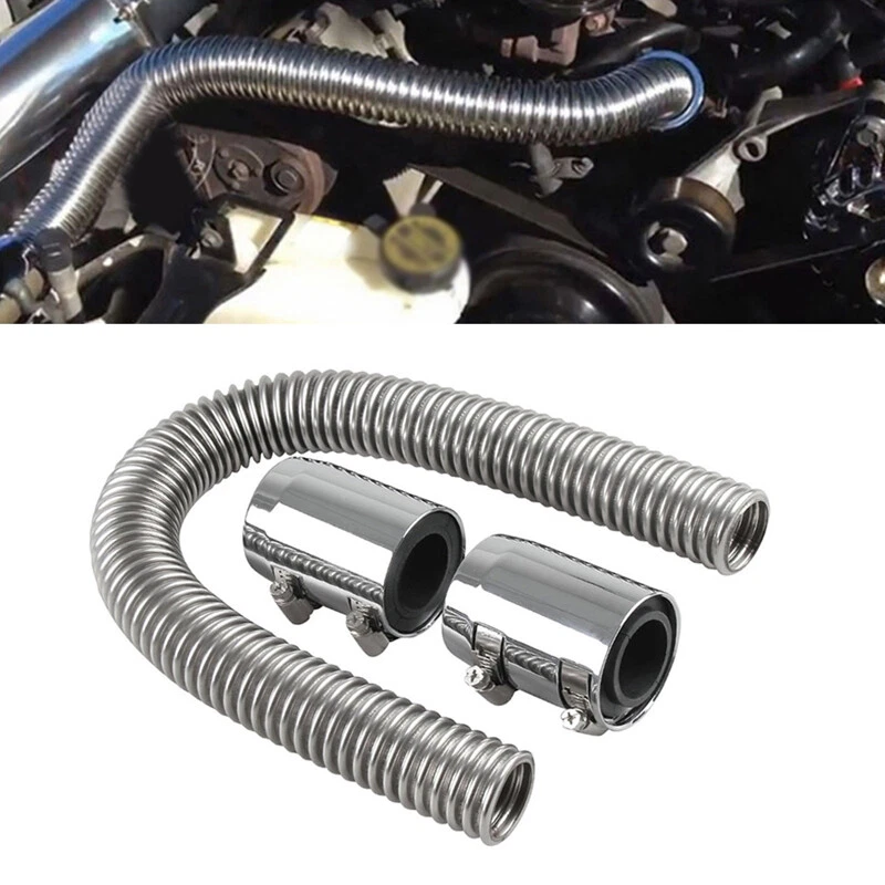 US Stainless Steel 24inch Upper/Lower Radiator Hose Kit w/Chrome Caps Durable — 第 4/4 张图片