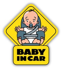 Baby In Car Boy Vinyl Sticker Decal