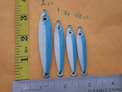 12 PCS VERTICAL JIG/ANCHOVY/FAST FALL/LURE BAIT 2,1,3/4,5/8 OZ. 3ea COBALT/WHITE