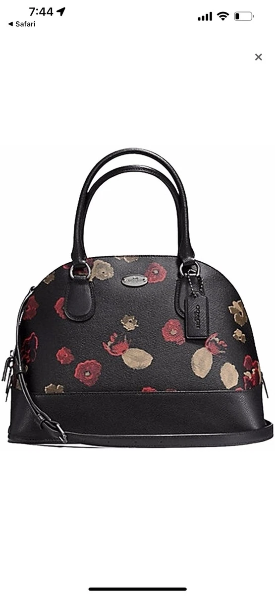 Black Floral Tall Dome Satchel Bag Set