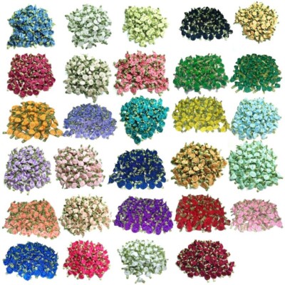 Satin kleines Band Rosen Knospen Verzierungen alle 27 Farben verschiedene Mengen