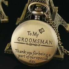To My Groomsman Pocket Watch Best Man Gift Thank You Special Day NEW FREE SHIP 