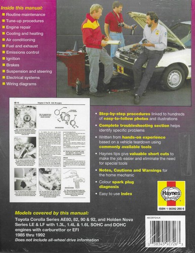 Haynes Toyota Corolla 1.3/1.4/1.6L 1985-1992 Workshop & Repair Manual MPN 92726 - Picture 2 of 2