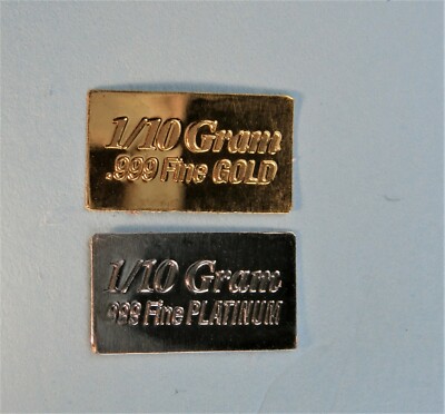1//10 Gram Gold /& Platinum Bar COMBO 999 Fine Bullion Bars in sealed certcard a15