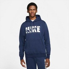 NEW MEN  S NIKE SPORTSWEAR GRAPHIC PRINT FLEECE PULLOVER HOODIE SWEATSHIRT BLUE 