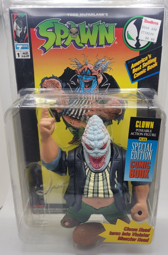 McFarlane Spawn Clown Action Figure W/ Comic Book 1994- free shipping ...