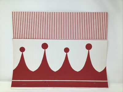 1970s Vintage Wallpaper Sample Strictly Stripe Fire Engine Red Ticking C1-SS-129