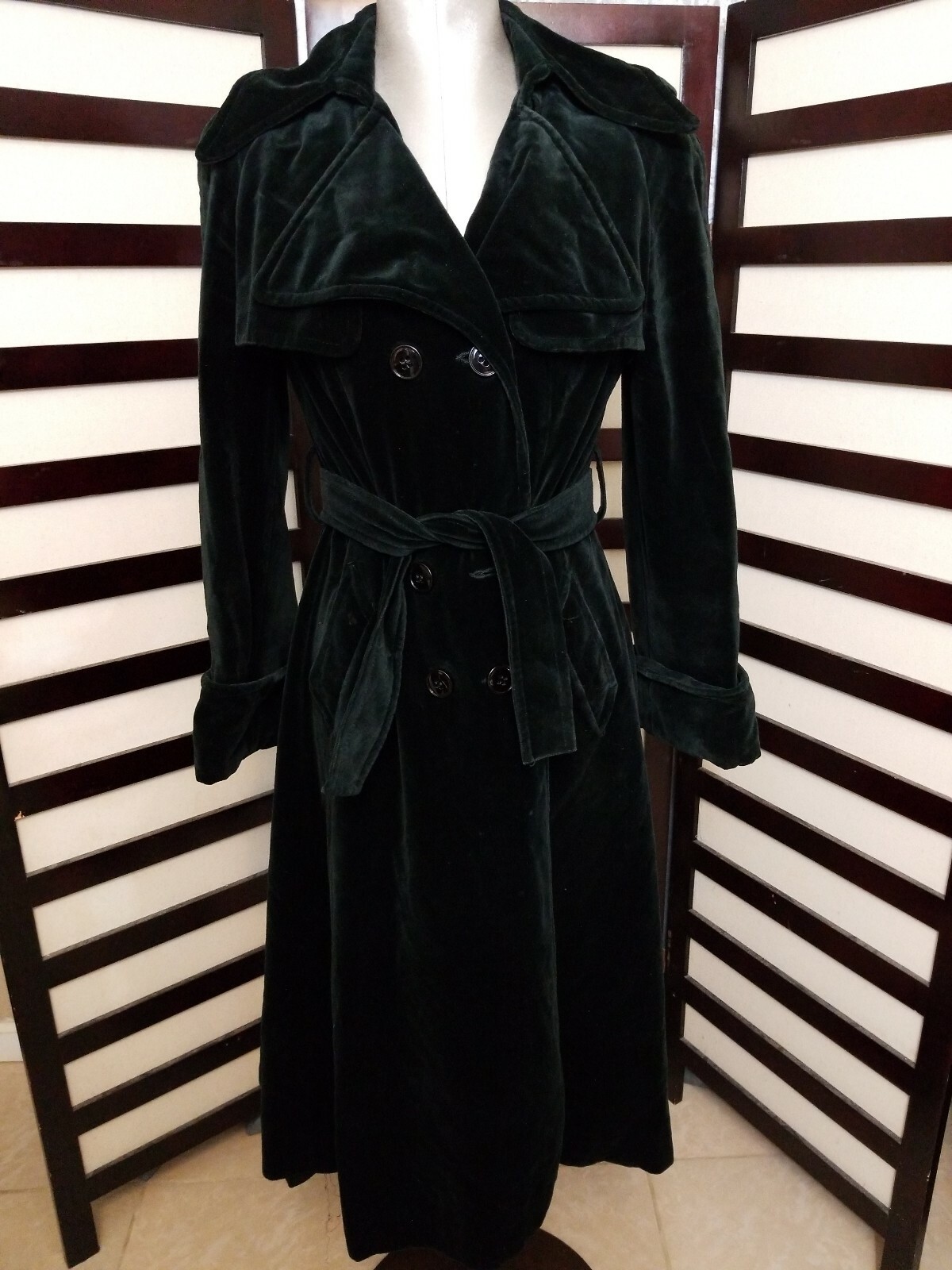 Vintage Jackie Stuart Junior Long Coat Black Velvet W… Gem