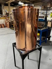 30 Gallon Copper Conical Fermenter W/ Black Painted Steel Stand
