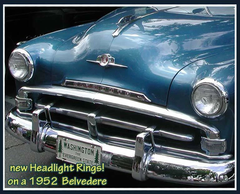 DOS anillos de faros Mopar 1949-1952 Plymouth Deluxe 1950-1956 bisel de camioneta Dodge Foto 3 de 4