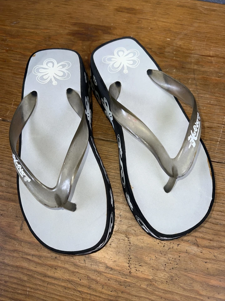 Chanclas gruesas HOBBIE florales plataforma mariposa Y2K para mujer talla 6 de colección RARAS Foto 3 de 4