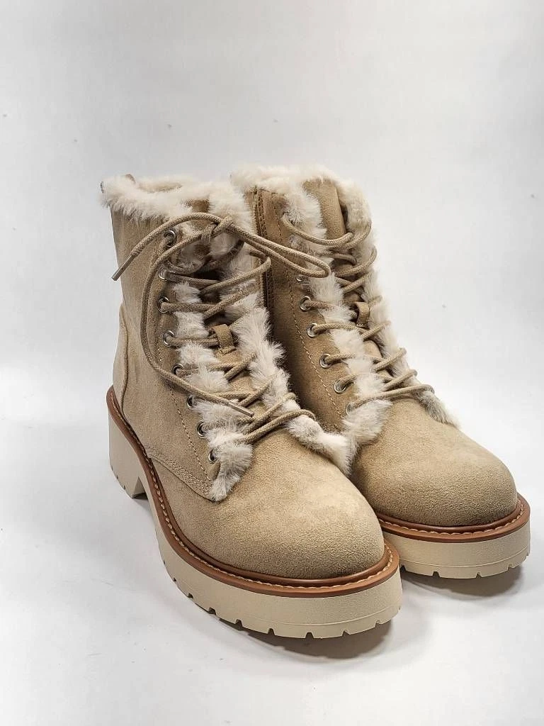 Fur combat boots women's sale
