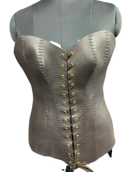 Viking Style Leather Overbust corset ,Sexi singer stage party costume cinchered - Image 4 of 4