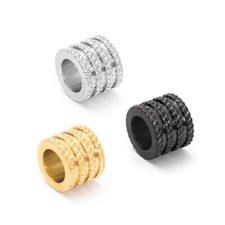 10pcs 304 Stainless Steel Beads Grooved Column Large Hole DIY Spacer 10x8x6mm