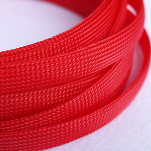 12mm BLACK RED Expandable Braided DENSE PET Cable Sleeving Audio Sleeve