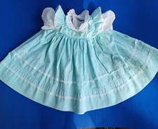 Vintage Nannette Pinafore Style Aqua Dress Toddler Cotton See Measurements
