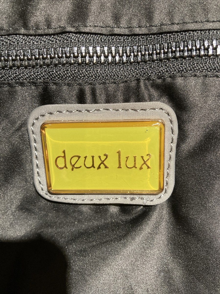Deux Lux Light Grey Backpack Neon Green Accents Used Super  display picture 1