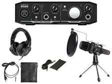 Mackie 1-Person Podcast Podcasting Recording Kit w/EM-89D Mic Stand Headphones