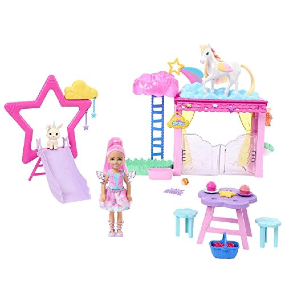 (TG. Piccolo) Barbie - Playset Chelsea Un Tocco di Magia, set con stalla, 1 bamb