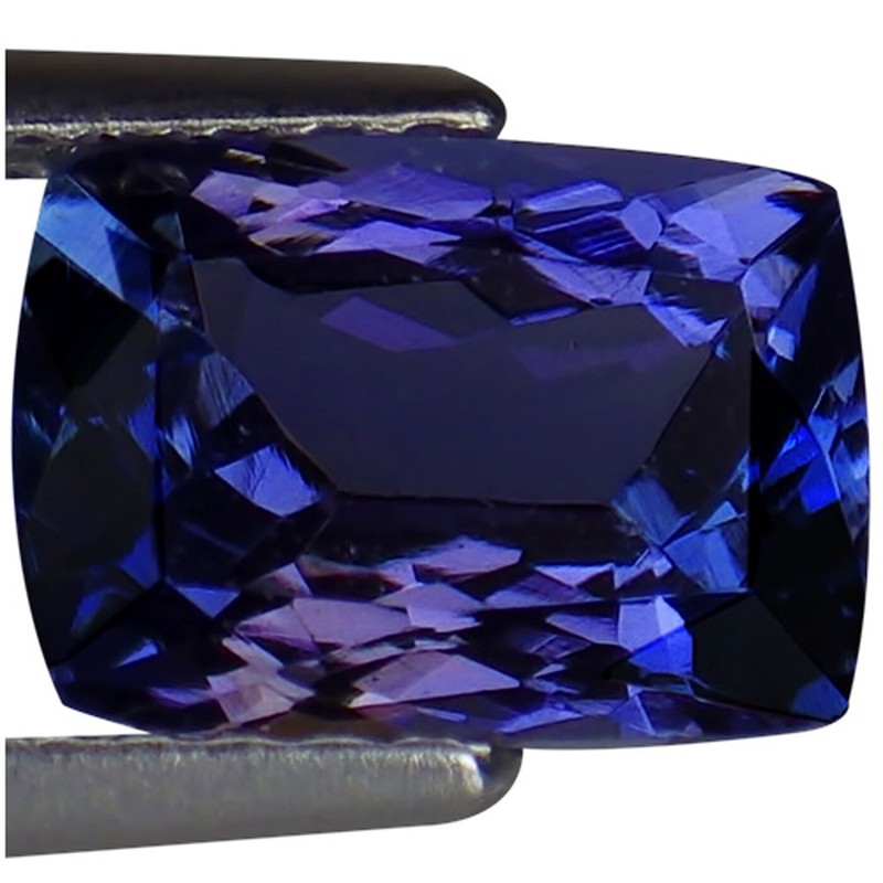 1.60 Ct IGI Certified A+ Natural D Block Tanzanite Blue Violet Cushion Cut