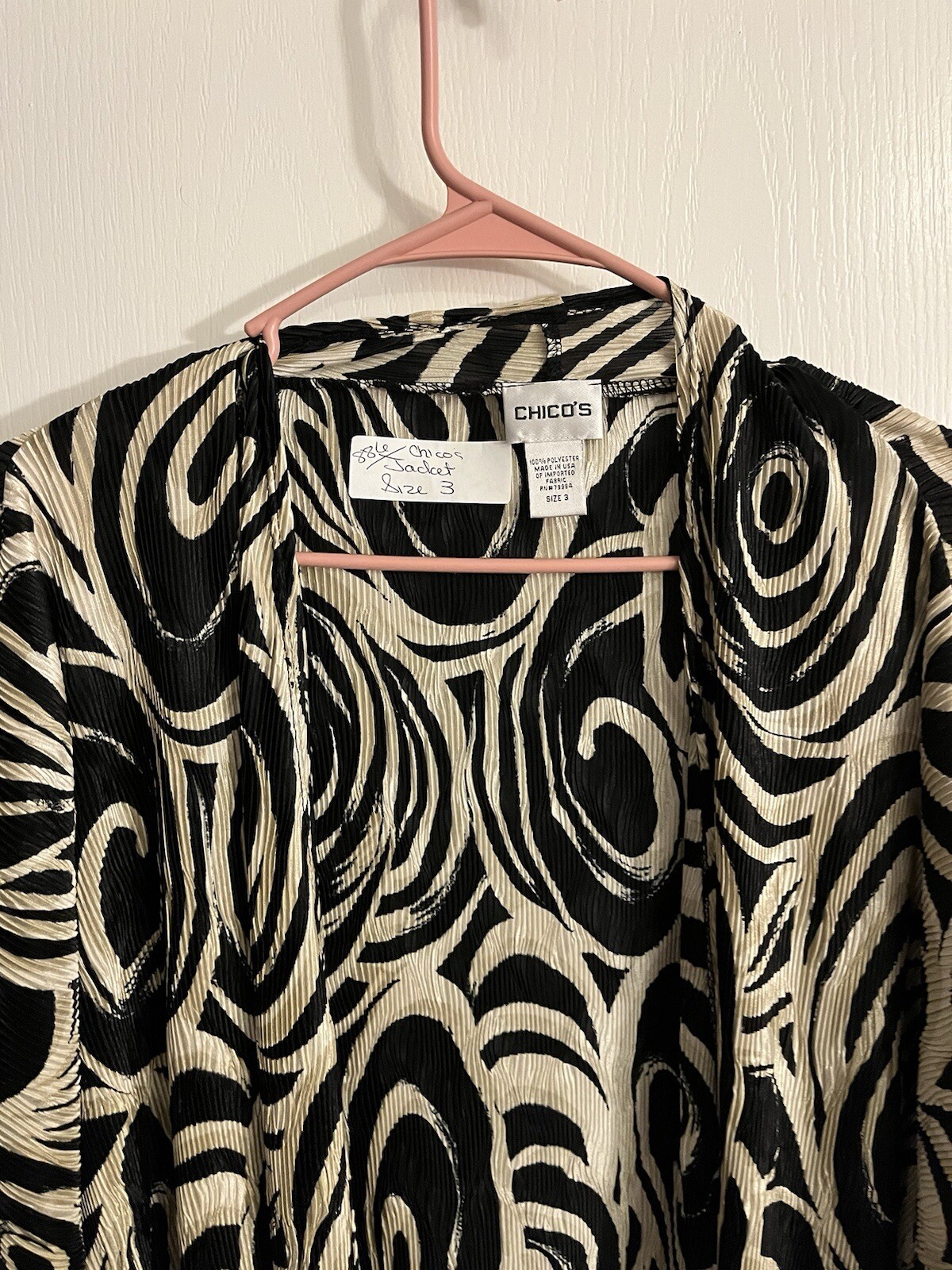 Chicos Open Jacket Tiny Pleats Very Nice 3 L XL - image 3