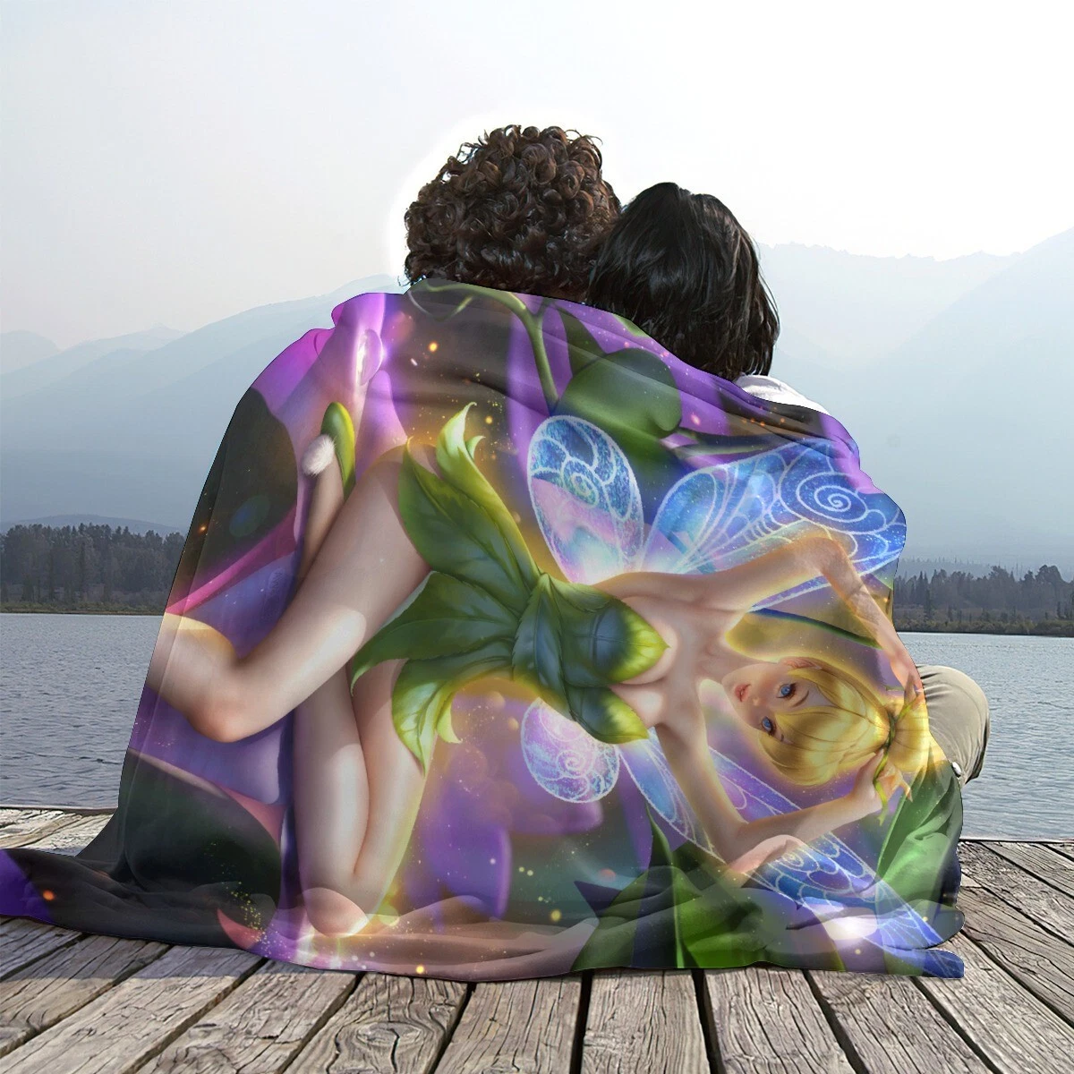 Rare! Disney Tinker Bell Soft Warm Single-Side Printing Flannel Fleece Blanket