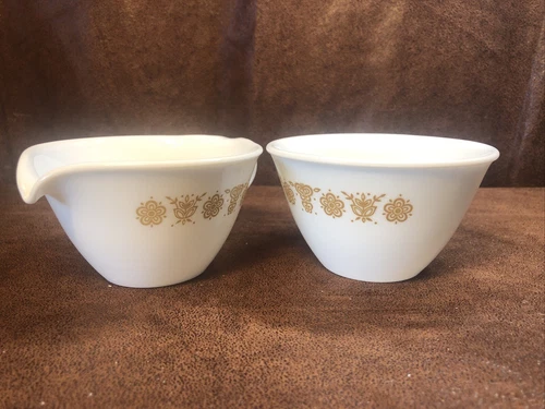 Corelle Butterfly Gold Creamer and Sugar bowl