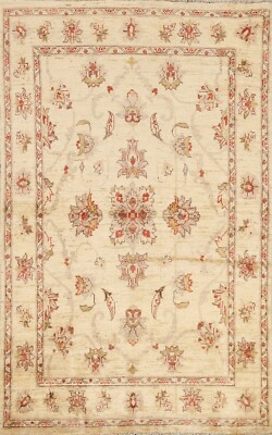 All-Over Floral Peshawar Ziegler Chobi Oriental Arear Rug Light Gold 4x6 Carpet