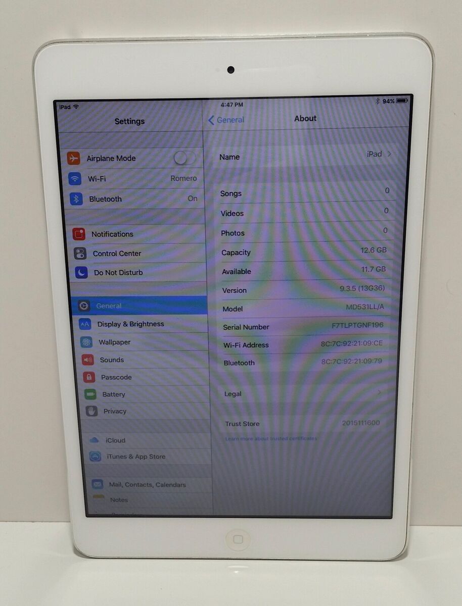 Apple iPad Mini 1st Gen (16GB, Wi-Fi, 7.9in, White, A1432 Apple iPad Mini 1st Gen (16GB, Wi-Fi, 7.9in, White, A1432