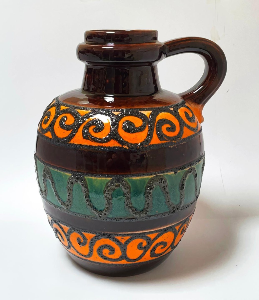 SCHEURICH WEST GERMAN POTTERY FAT LAVA GLAZE LARGE FLOOR VASE 486