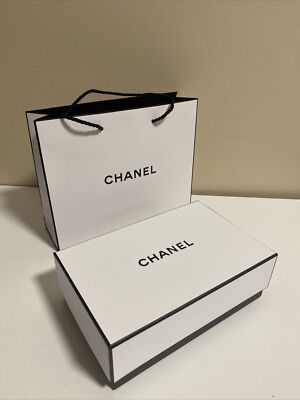 CHANEL Gift Box + Gift Bag SET Authentic Black & White NEW 9