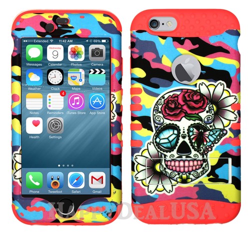 Funda protectora híbrida de silicona KoolKase para Apple iPhone - color camuflaje calavera 28 - Imagen 8 de 14