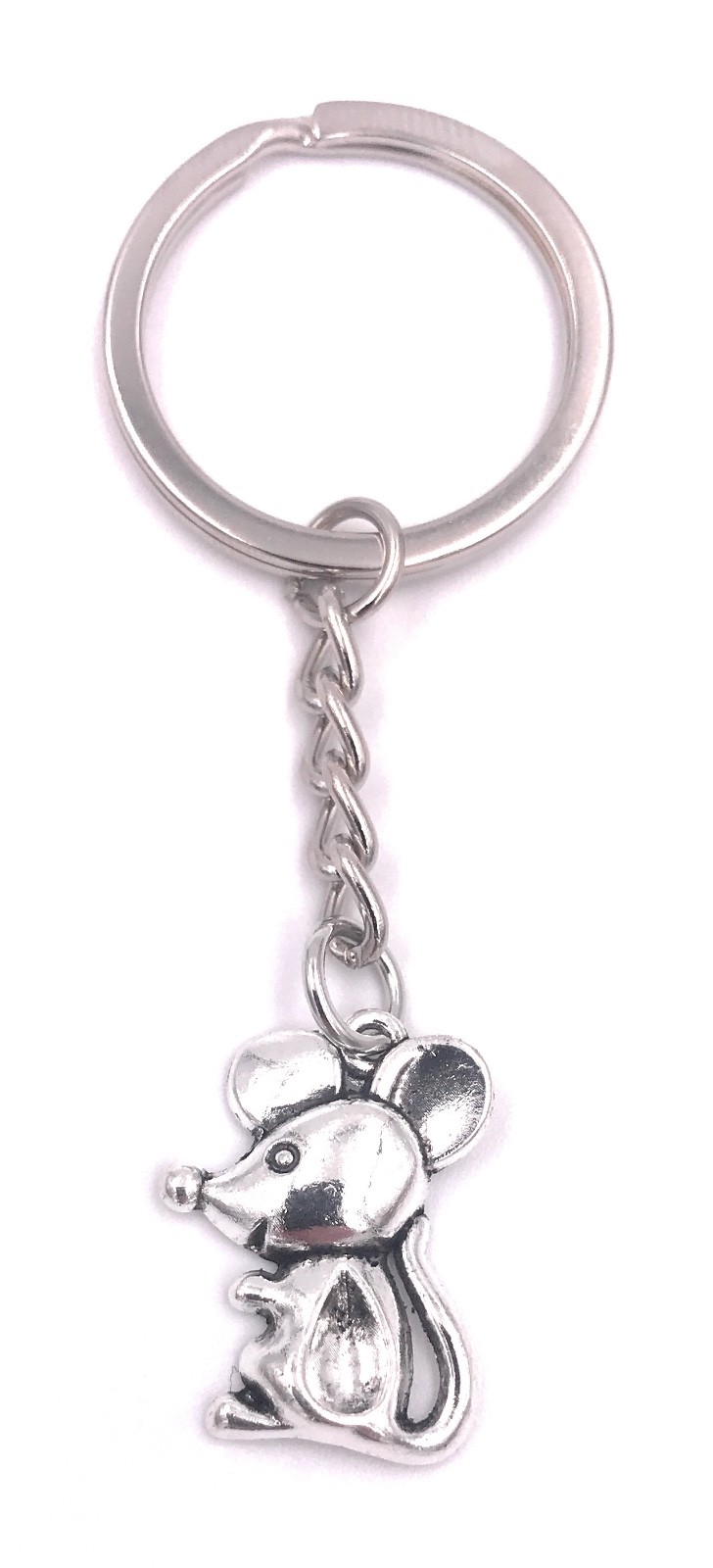Ratón con Grandes Orejas Llavero Colgante Plata de Metal
