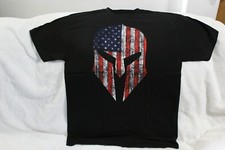 SPARTAN HELMET AMERICAN FLAG PATRIOTIC T-SHIRT
