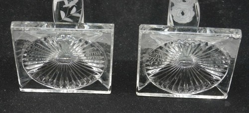 PAAR VINTAGE ELEGANTE GLAS KERZENLEUCHTER mit geschliffener, geätzter Rosendekoration - Bild 6 von 9
