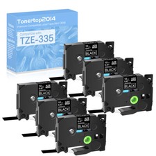 6PK TZ TZe 335 White on Black 1/2'' Label Tape for Brother P-Touch PT-300 1100