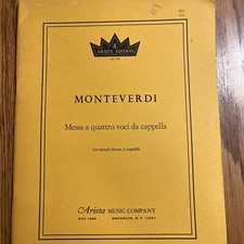 Monteverdi Messa a Quattro Coco Da Cappella Arista Ed Choral Vocal Music Book