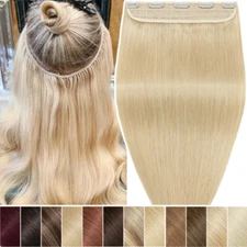 Thick One Piece Clip In 100% Remy Human Hair Extensions 3/4 Full Head Blonde