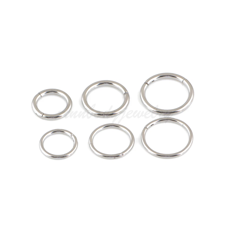20G 18G 16G 14G Steel HINGED Segment Nose Ring Septum Clicker Daith Hoop - Image 2 of 3