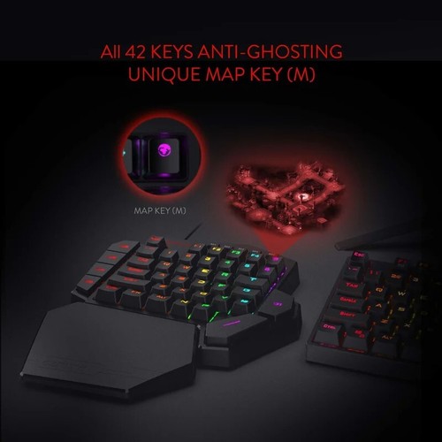 Redragon K585 DITI One-Handed RGB Mechanical Gaming Keyboard,Wrist Rest 42 Keys - Picture 14 of 14