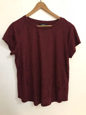 Simply Vera Wang T Shirt Blouse Top Womens Size PL Petite Wine Red Short  Sleeve