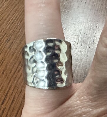Statement Ring silberfarben gehämmert Größe 6